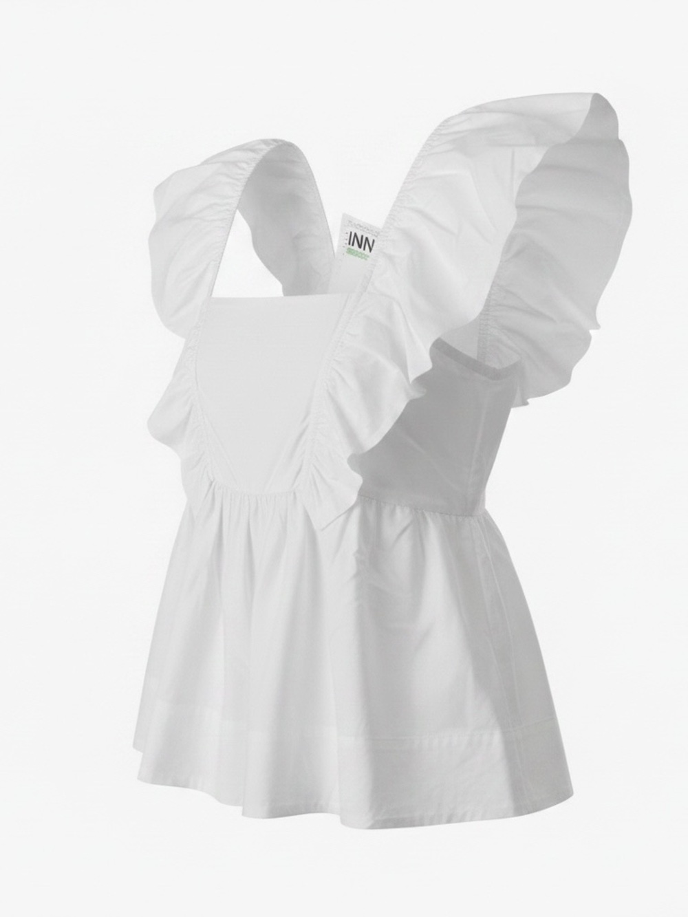 GANNI Ruffled cotton-poplin top White Size EU 38